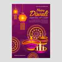 Free vector gradient diwali vertical poster template