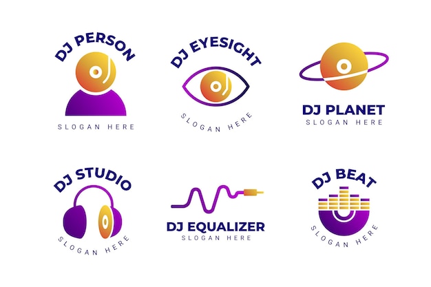 Gradient dj logo collection