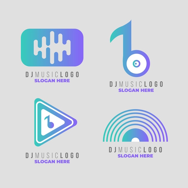 Free vector gradient dj logo collection