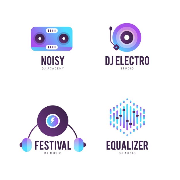 Gradient dj logo template collection