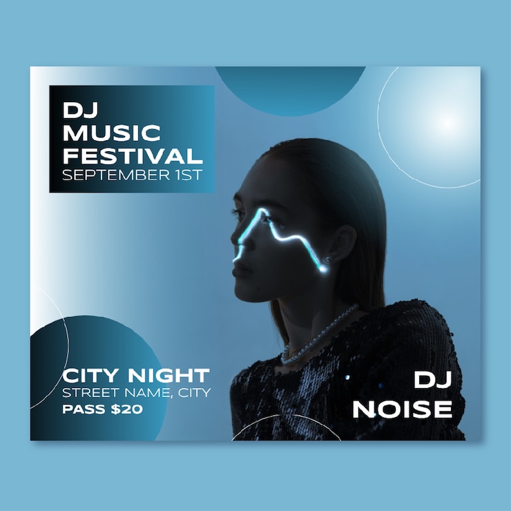 Бесплатный Вектор градиент dj noise пост в facebook