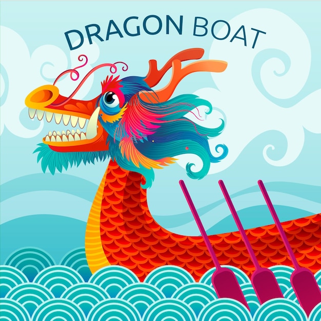 Gradient dragon boat illustration