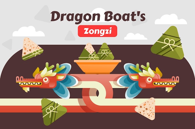 Sfondo zongzi della barca del drago sfumato Vettore gratuito