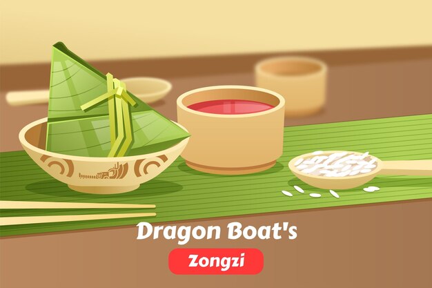 Gradient dragon boat's zongzi background