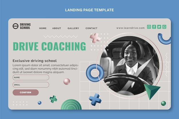 グラデーション自動車教習所のランディングページテンプレート