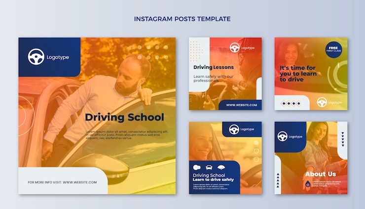 Free Vector gradient driving school template