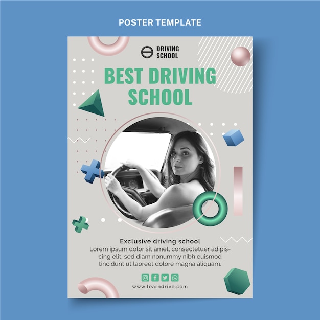 Free vector gradient driving school vertical poster template