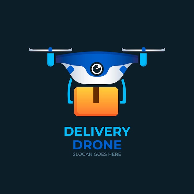 Gradient drone logo with slogan – Free Vector Download