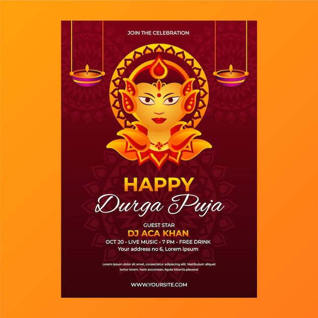 그라데이션 durga puja 세로 포스터 템플릿