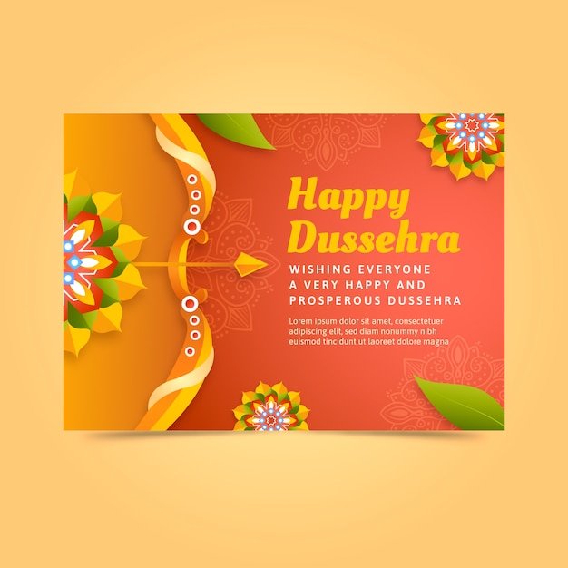 Free vector gradient dussehra celebration card template