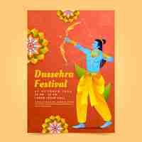 Free vector gradient dussehra celebration vertical poster template