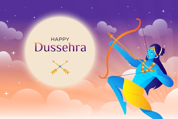 Vettore gratuito illustrazione di dussehra sfumata