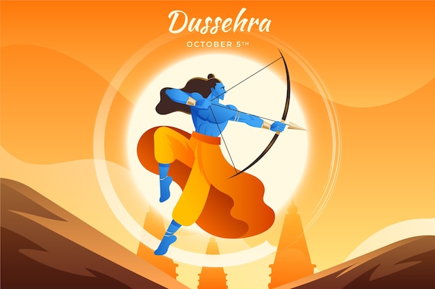 Vettore gratuito illustrazione di dussehra sfumata