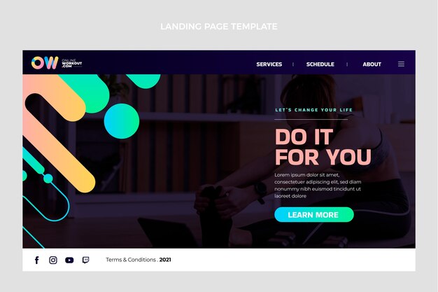 Gradient dynamic fitness landing page template