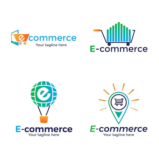 Бесплатное векторное изображение Коллекция градиентных логотипов электронной коммерции