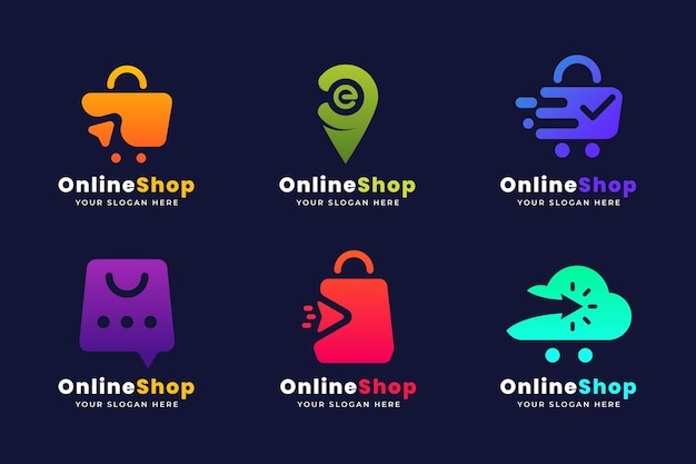 Vettore gratuito collezione di logo e-commerce sfumato