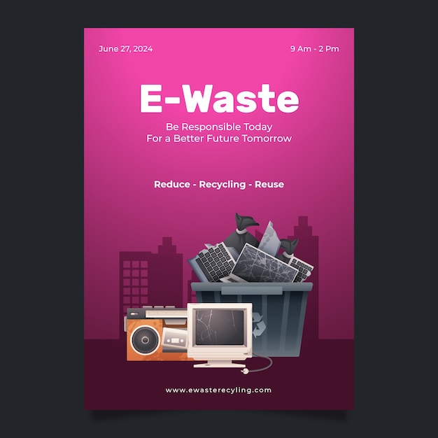 Free vector gradient e-waste poster template