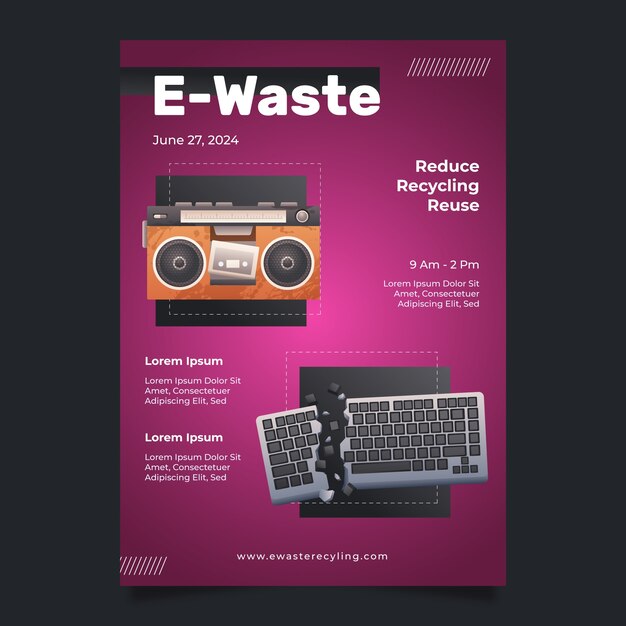 Шаблон плаката для электронных отходов с градиентом