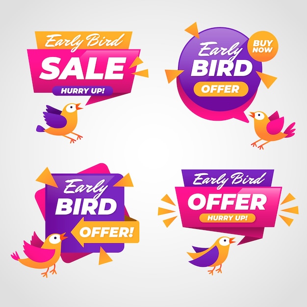 Gradient  early bird labels design