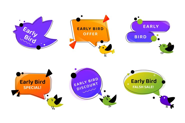 Free Vector gradient  early bird labels design
