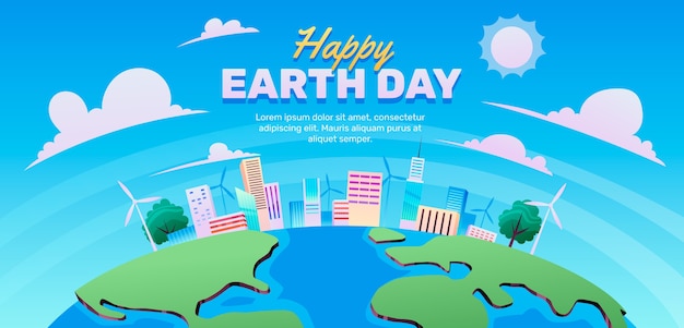 Gradient earth day horizontal banner