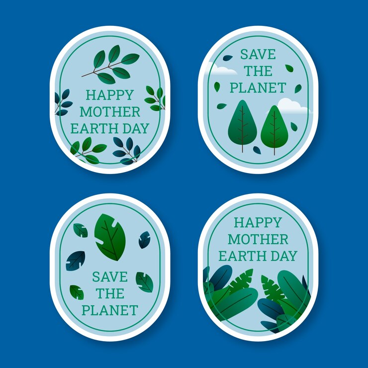 Free Vector gradient earth day labels collection
