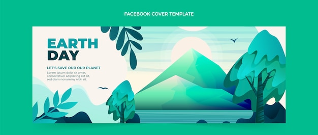 Gradient earth day social media cover template