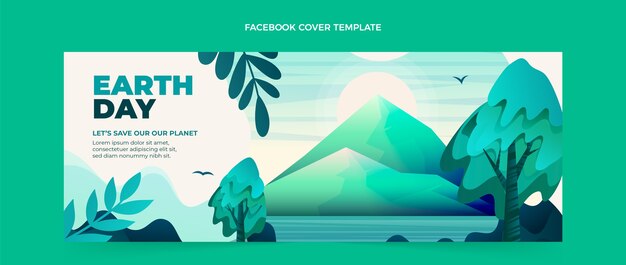 Gradient earth day social media cover template