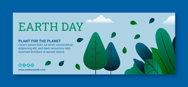 Gradient earth day social media cover template