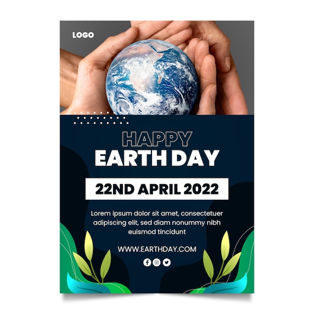 Free vector gradient earth day vertical poster template