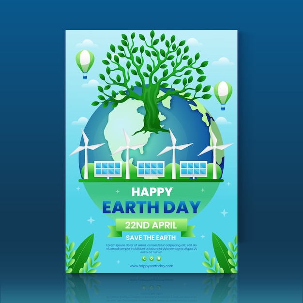 Free vector gradient earth day vertical poster template