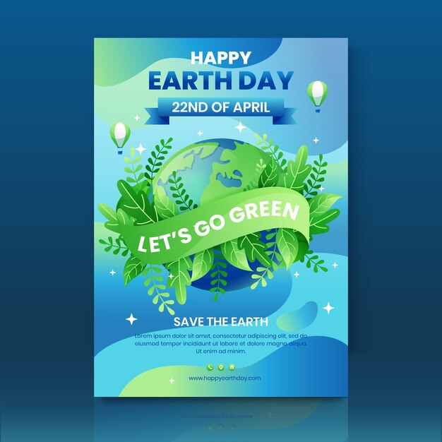 Gradient earth day vertical poster template