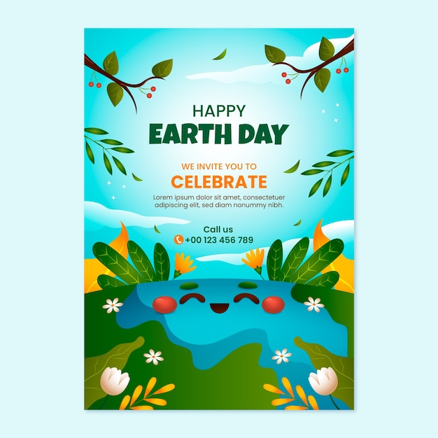 Free vector gradient earth day vertical poster template