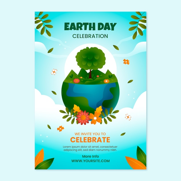 Free vector gradient earth day vertical poster template