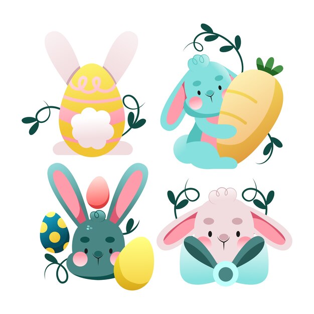 Gradient easter bunnies collection