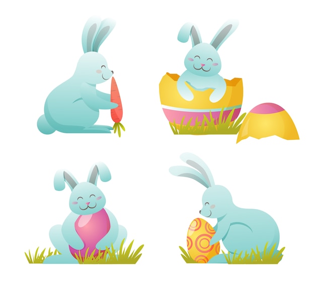 Free vector gradient easter bunnies collection