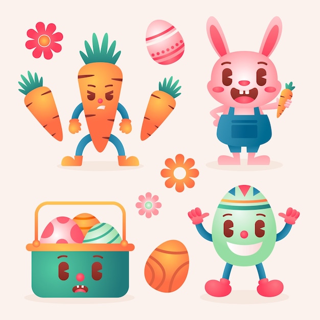 Free vector gradient easter celebration elements collection