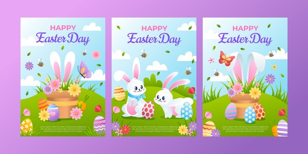 Gradient easter celebration greeting cards collection