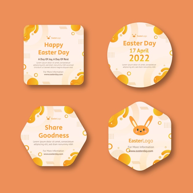 Free vector gradient easter labels collection