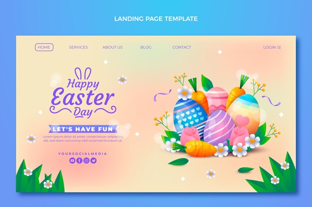 Gradient easter landing page template