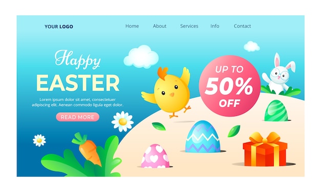 Free vector gradient easter landing page template