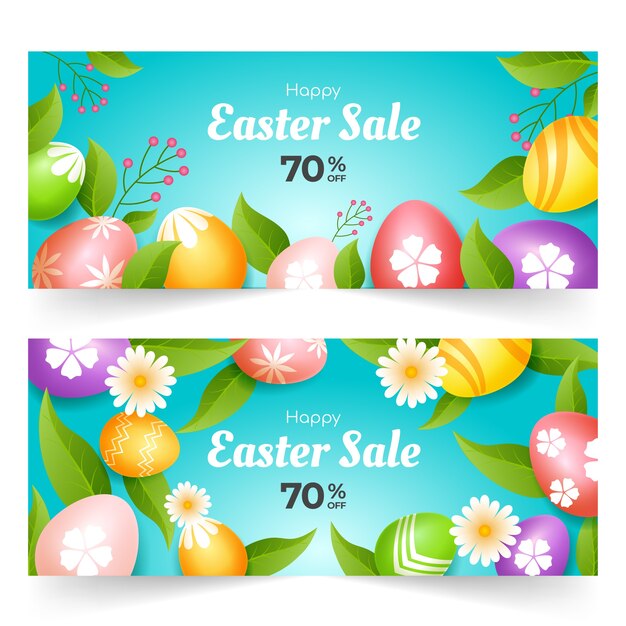 Free vector gradient easter sale horizontal banners set