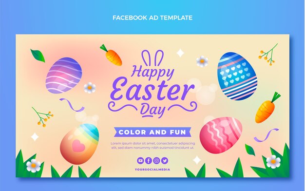 Gradient easter social media promo template