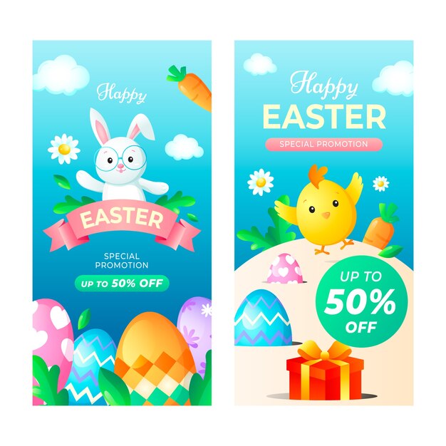 Free vector gradient easter vertical banners set