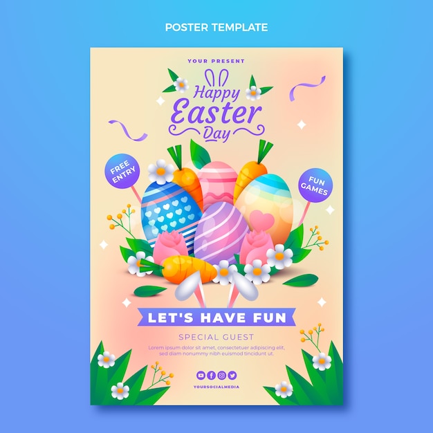 Gradient easter vertical poster template