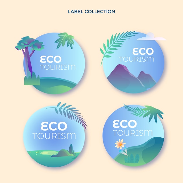 Free vector gradient ecotourism label collection