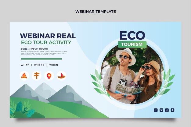 Vettore gratuito modello di webinar di ecoturismo gradiente