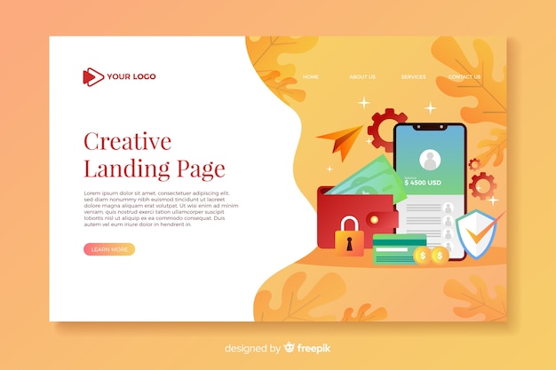 Free vector gradient effect landing page