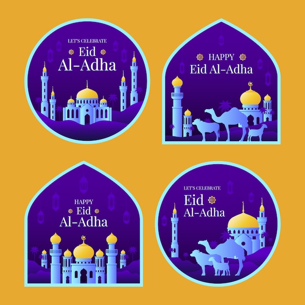 Free vector gradient eid al-adha badges