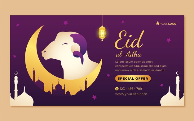 Vettore gratuito annuncio facebook eid al-adha sfumato